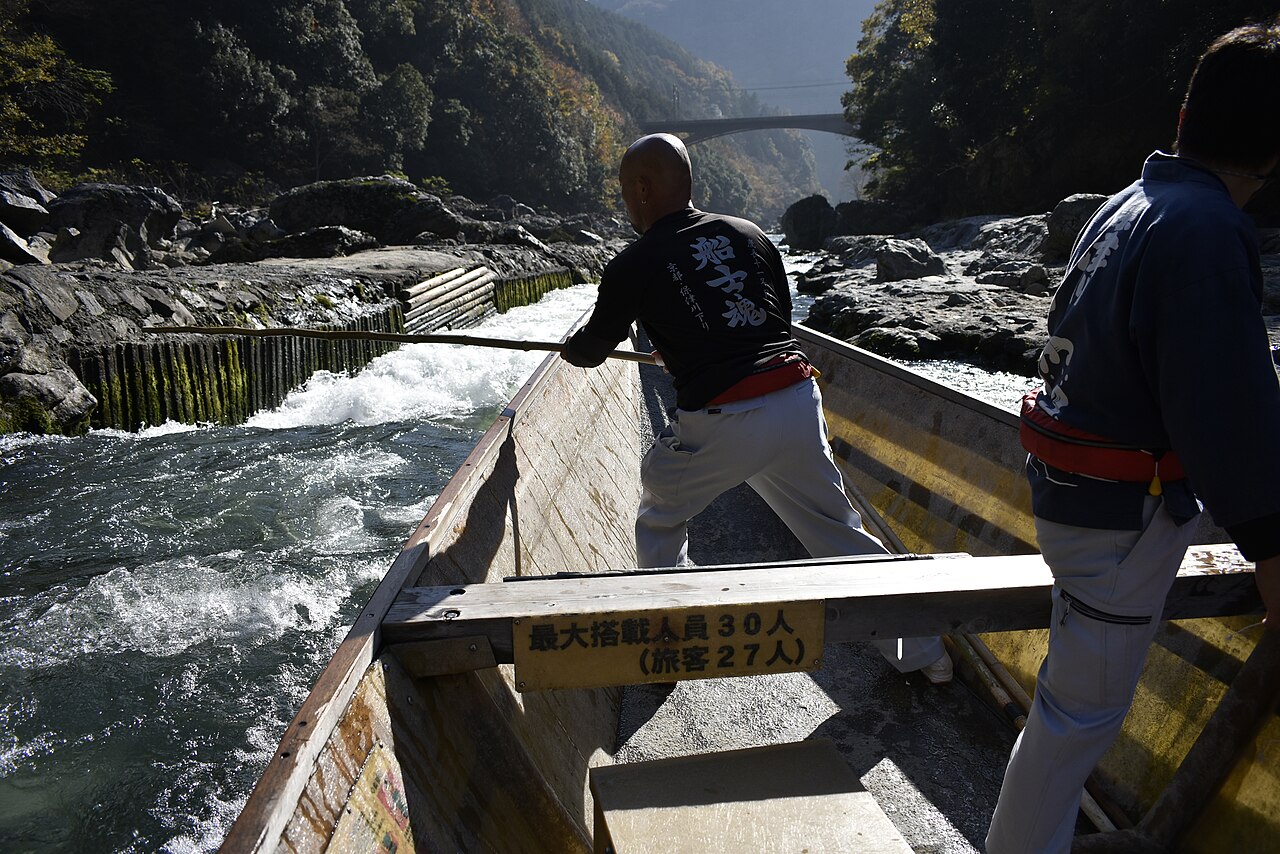 Hozu River boat tour passing through the Arashiyama gorge