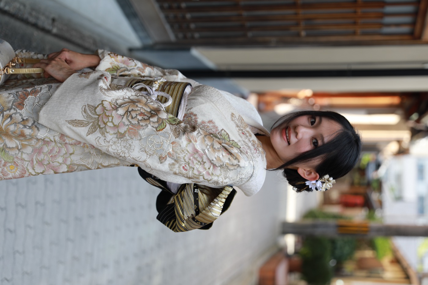 Furisode kimono available for rental at Kanwa Kyoto in Higashiyama
