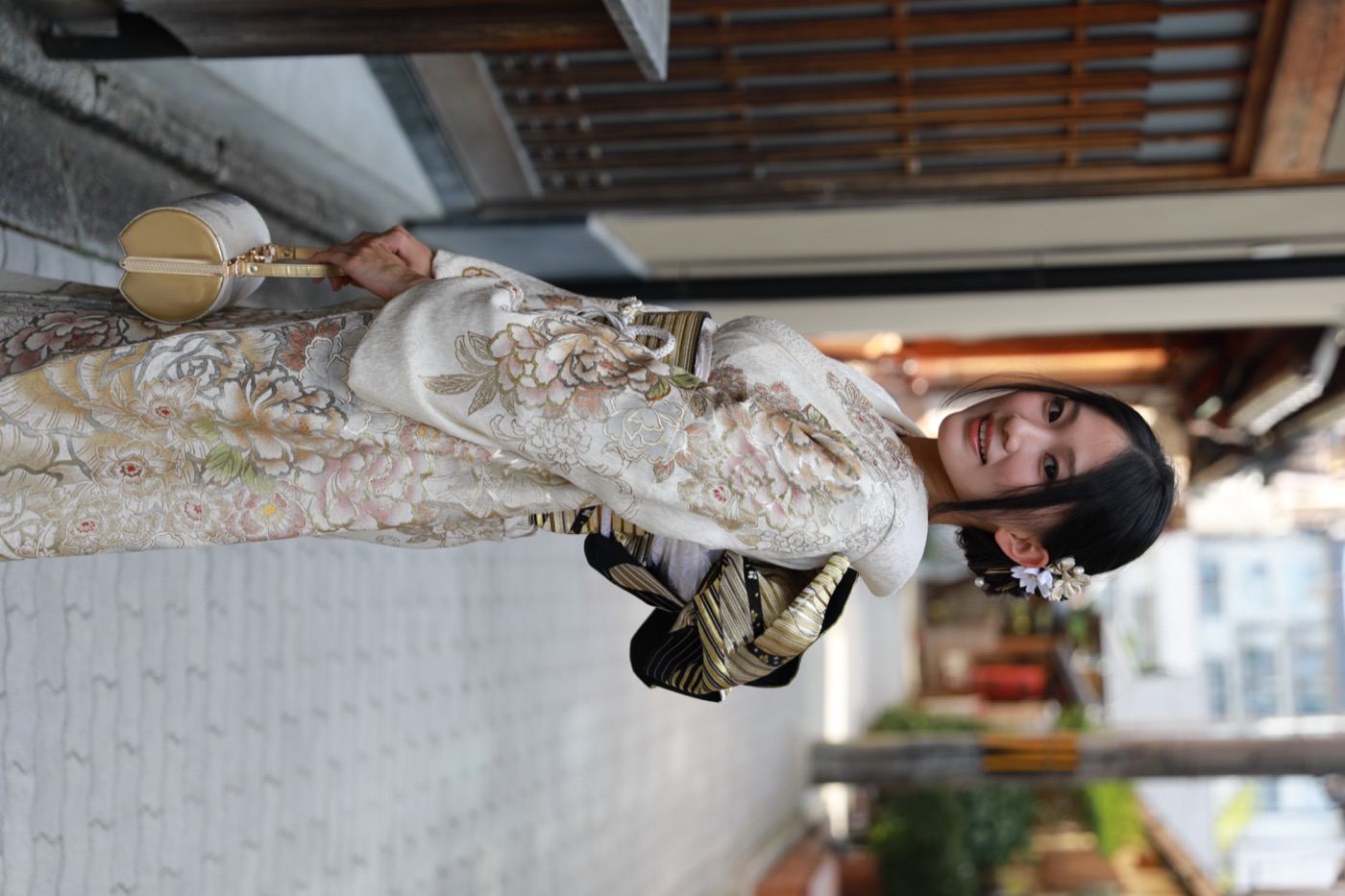 Furisode kimono available for rental at Kanwa Kyoto's Yasaka store in Gion
