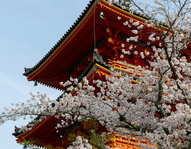 Kiyomizu-dera Temple wooden stage overlooking Kyoto city