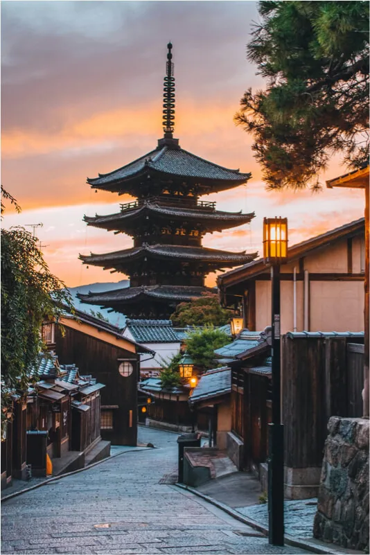Historic Yasaka Pagoda street view in Higashiyama Kyoto
